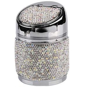 eing Portable Auto Car Cigarette Ashtray Ash Bling Crystal Smokeless Stand Cylinder Cup Holders
